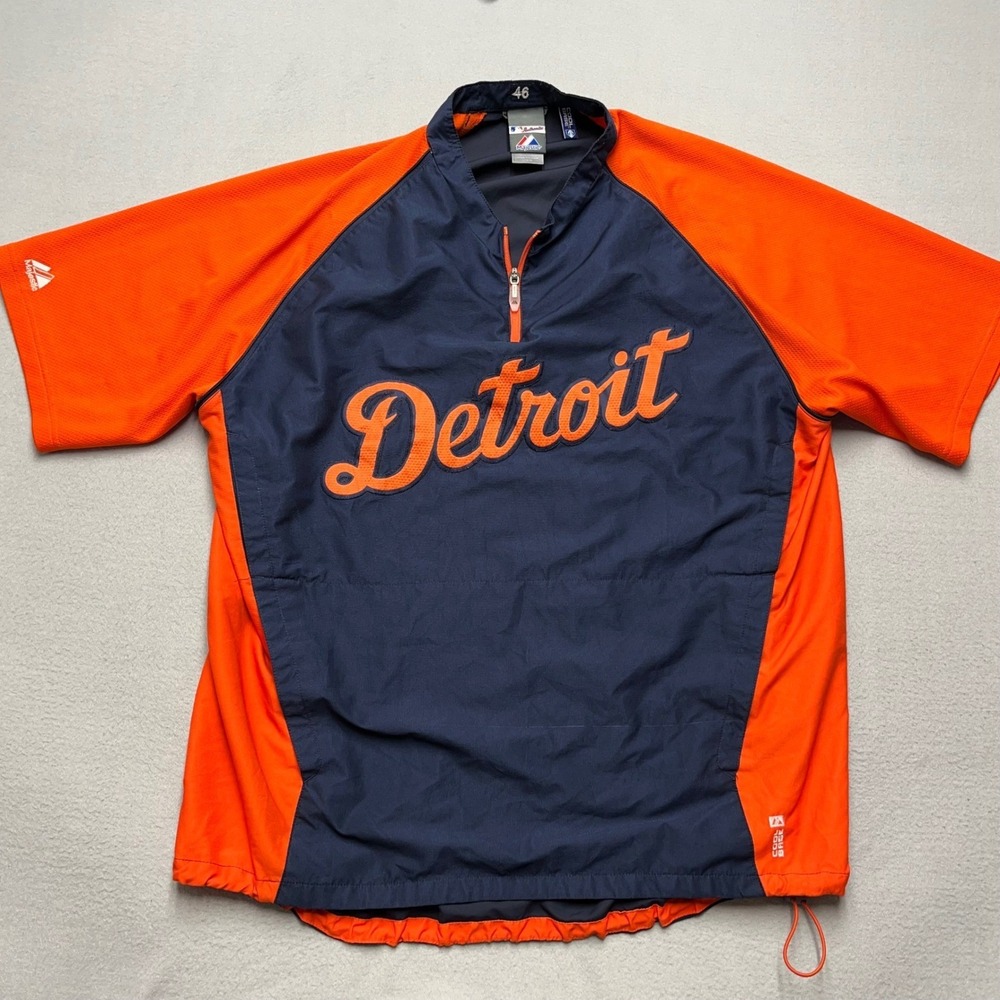 Detroit Tigers Jose Valverde #46 Majestic Authentic Cool Base BP Dugout Pullover